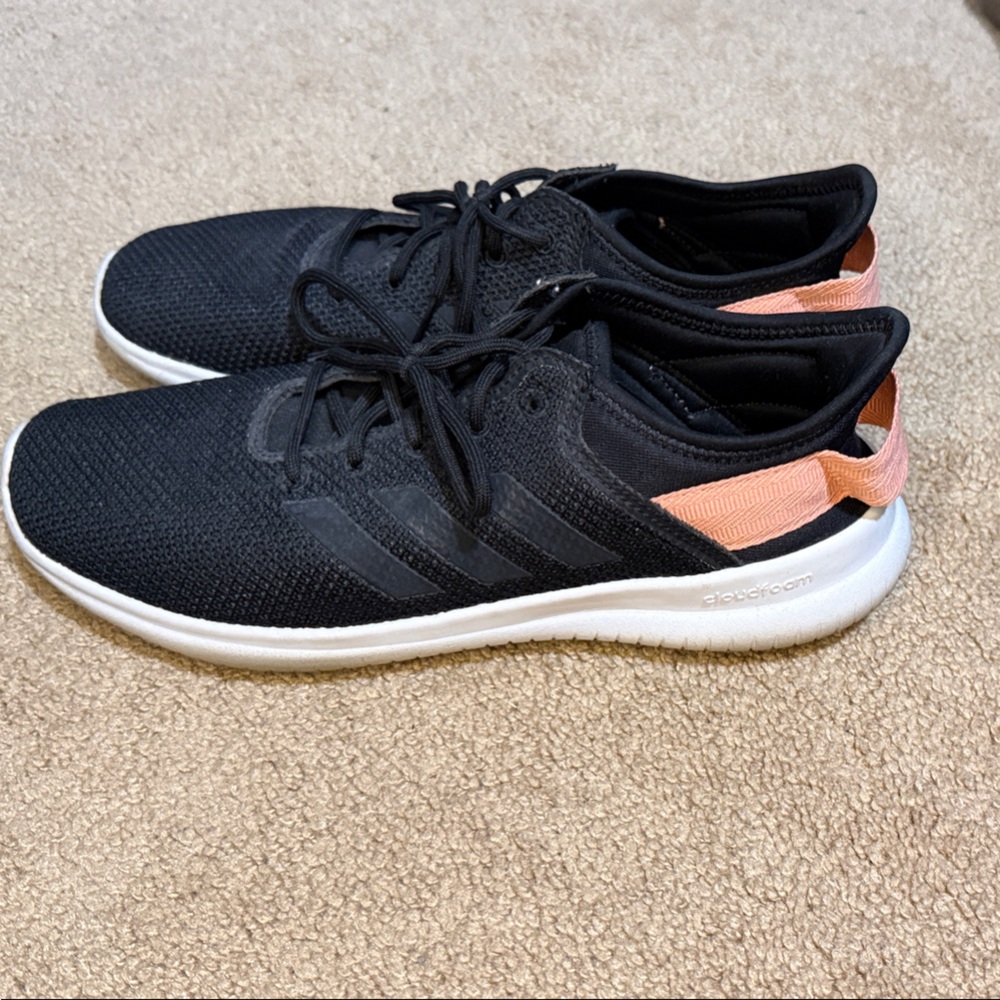 Adidas Women's Black and Coral Sneakers